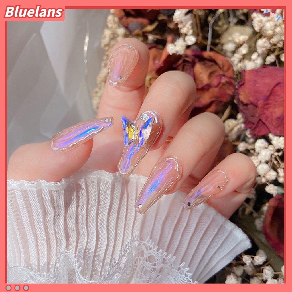 [BLM] 10pcs Hiasan Kuku Permukaan Berkilau Cantik Mengkilap Efek Visual Aplikasi Lebar Kristal Imitasi Mewah Kupu-Kupu 3D Dekorasi Kuku Desain Manicure Perlengkapan Kuku