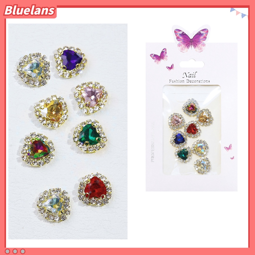 [BLM] 1pak Nail Art Berlian Imitasi Multiguna Efek 3D Shiny DIY Manicure Decoration Love Heart Kristal Rhinestones Decor Untuk Nail Art Belajar