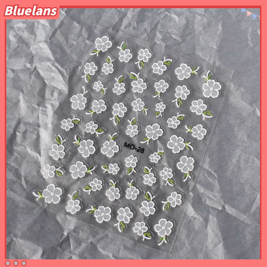 [BLM] 1lembar Stiker Nail Art Mudah Tempel Removable Berbagai Bentuk Desain Kuku 3D Timbul Stiker Kuku Terukir Bunga Nail Decal Nail Salon Aksesoris