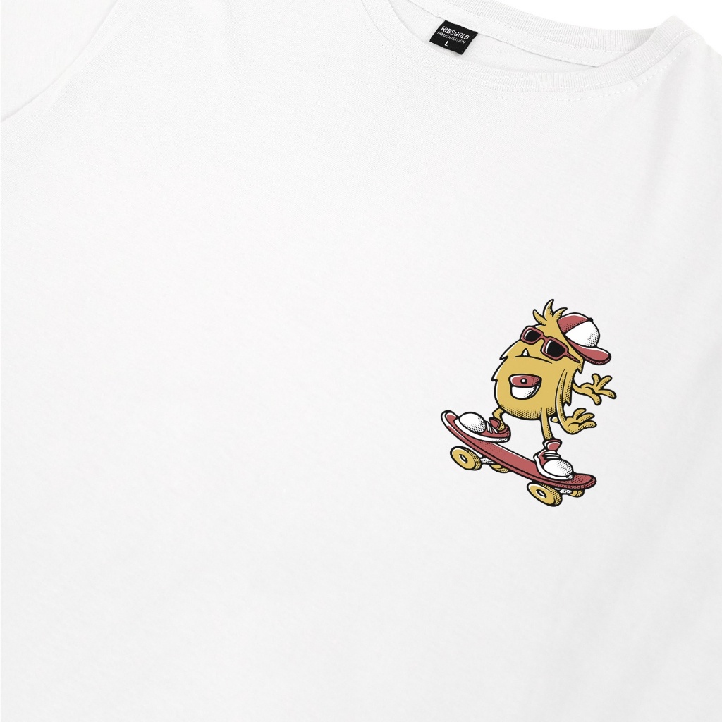 Ribsgold Kaos Distro Pria T Shirt FurrySkate Tshirt T-shirt Lengan Pendek Katun Putih