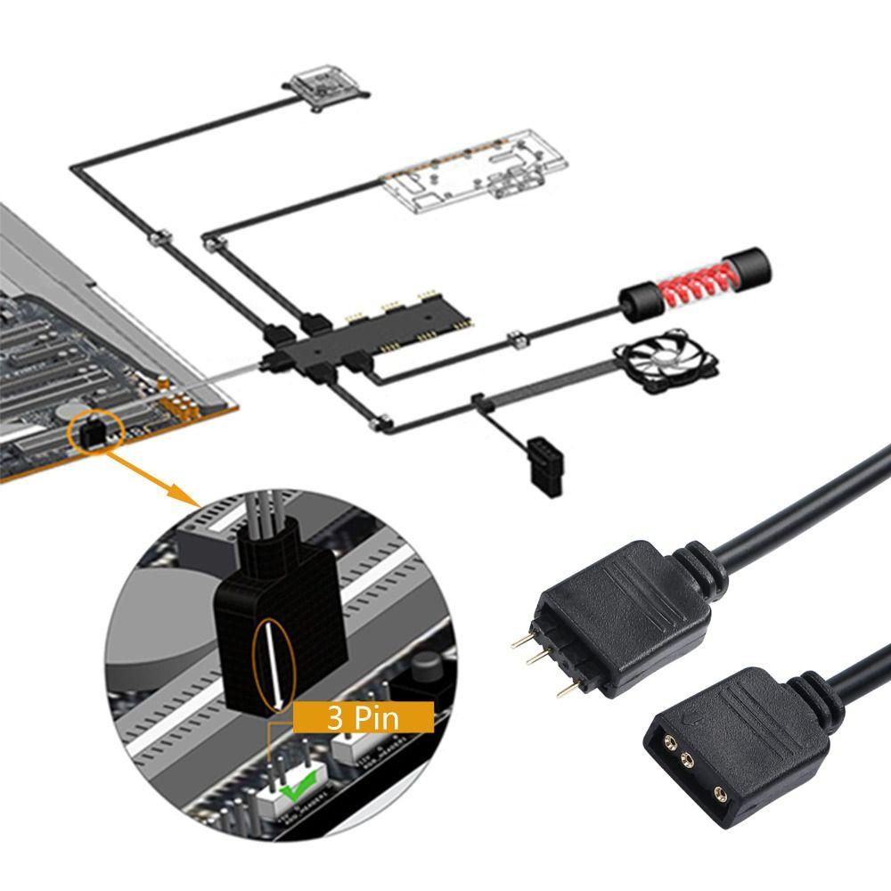 TOP 2pcs 2-Pack Konektor LED Strip Kipas ARGB 5V Dengan 8pin Laki-Laki 5V 3Pin