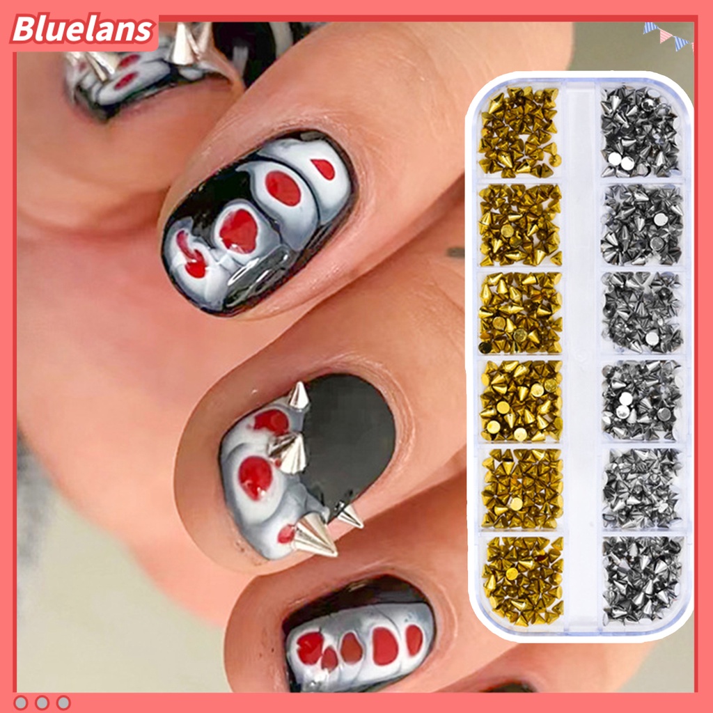 [BLM] 1kotak Pesona Nail Art Tidak Luntur Anti-Oksidasi Tahan Jatuh Yang Dapat Dilepas 12kisi DIY Rivet Gadis Kuku Aksesori Kecantikan Kuku Salon Pasokan