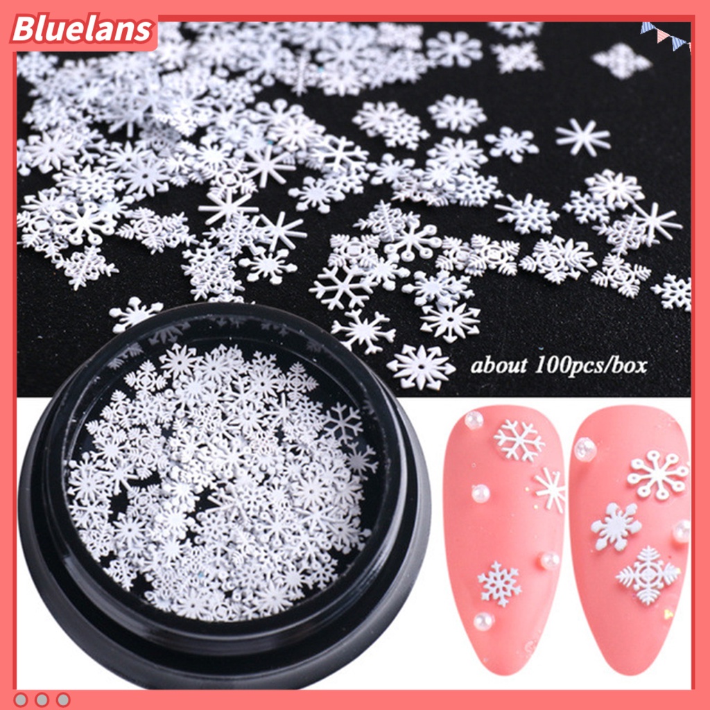[BLM] 1kotak Kuku Serpihan Gaya Snowflake Efek 3D Ultra Tipis Campur Manicures Natal Glitter Sequin Aksesoris Untuk Perempuan