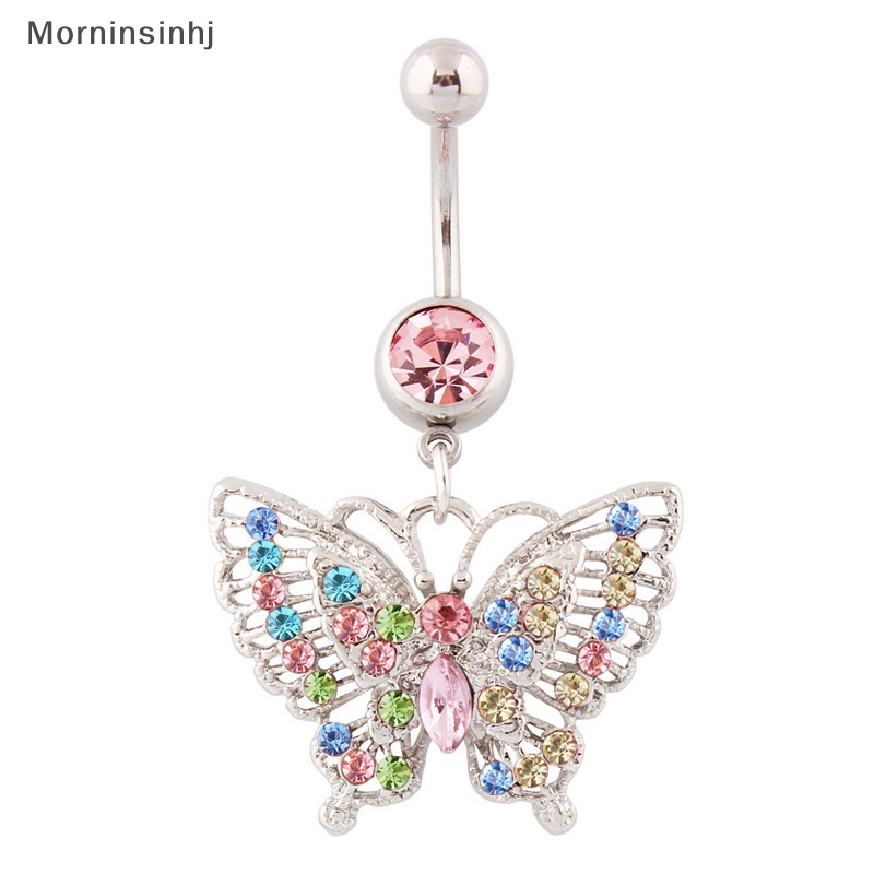 Mornin Colorful Butterfly Belly Navel Ring Stud Belly Button Rings Alloy Liontin Belly Bar Untuk Wanita Sexy Pusar Tubuh Perhiasan id