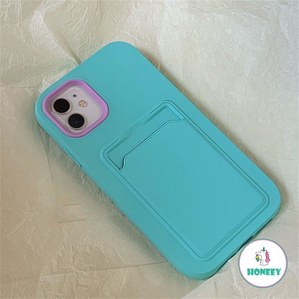 IPHONE Case Holder Tas Slot Kartu Fashion Untuk Iphone14 13 11 12 Pro Max XS Max XR 14Pro Shockproof Soft Dompet Cover