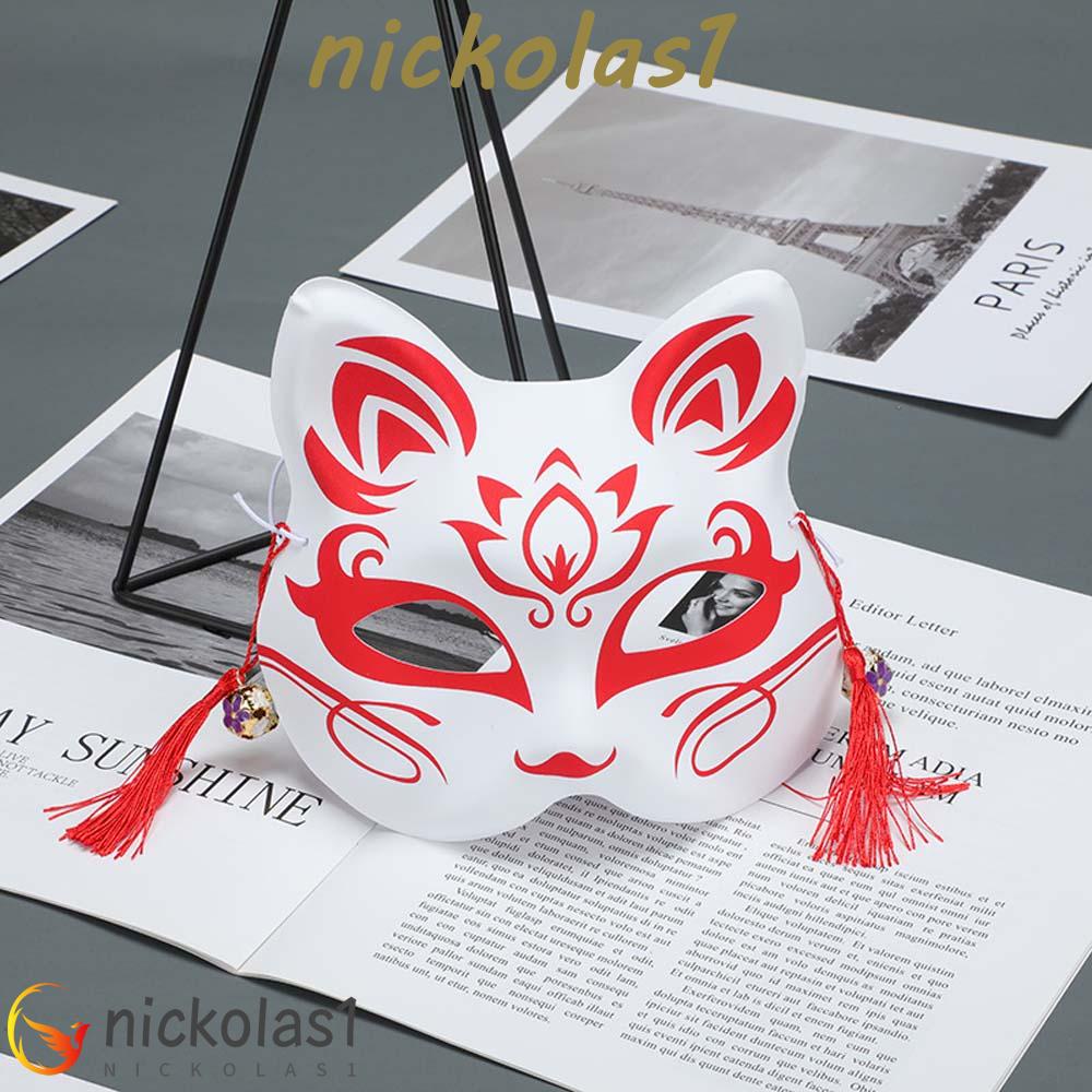 Nickolas1 Cosplay Topeng Unise Hand painted Cat Mask Plastik Jepang Anime Cosplay Alat Peraga Pesta