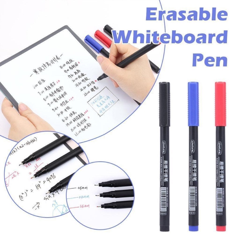 0.5mm Dihapus Waterproof Whiteboard Marker Pen/ Tahan Lama 3warna Tahan Aus Pena Penanda Grafiti Cepat Kering Alat Tulis Siswa