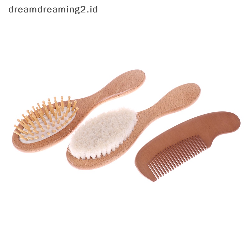(drea) 3pcs Sisir Sikat Rambut Bayi Untuk Bayi Baru Lahir Balita Hairbrush Head Massager //