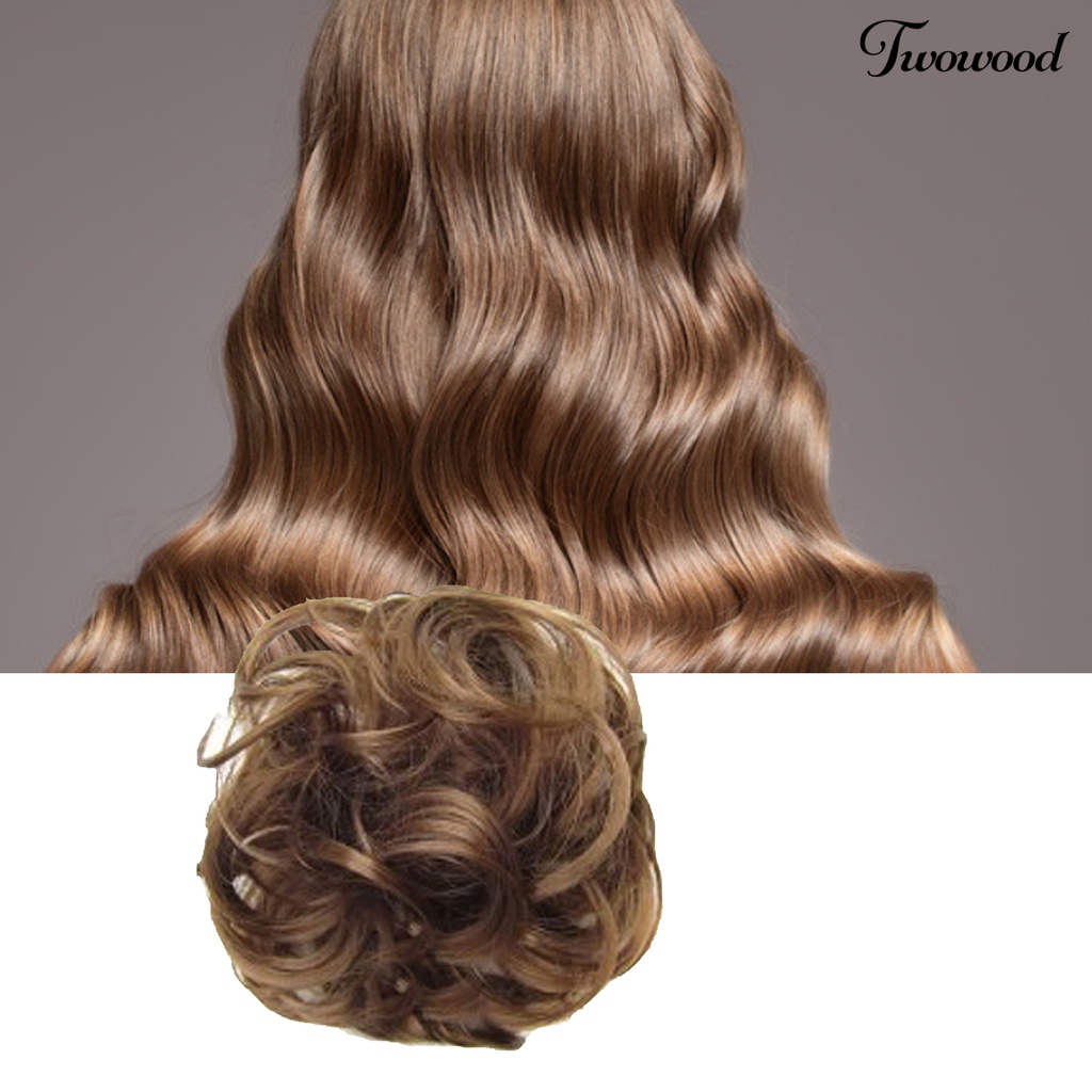 Twowood Hair Bun Soft All-match Curly Wanita Hair Bun Extension Untuk Travel Belanja Pacaran