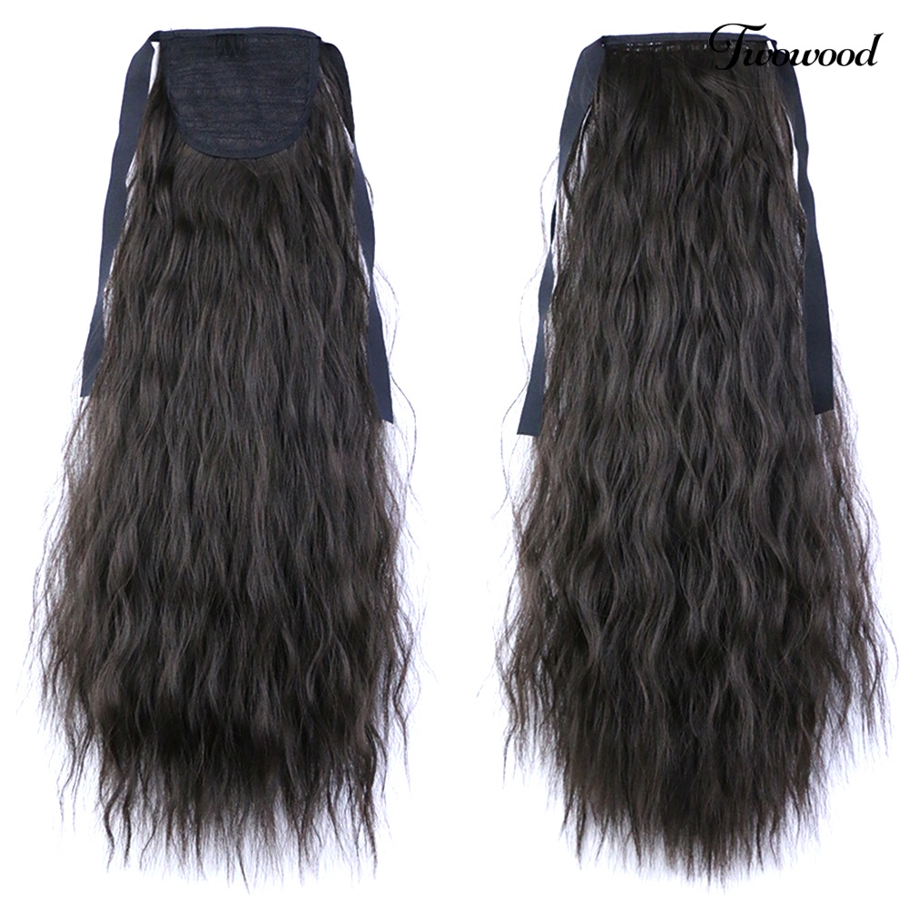 Twowood 20inch Serat Sintetis Panjang Bergelombang Keriting Ponytail Wig Hair Extension Sopak