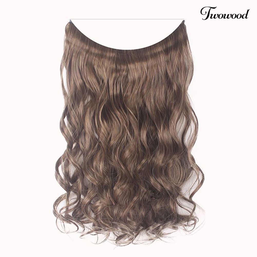 Twowood Fashion Wanita Panjang Lurus Keriting Wig Penuh Kepala Sopak Klip Rambut Ekstensi