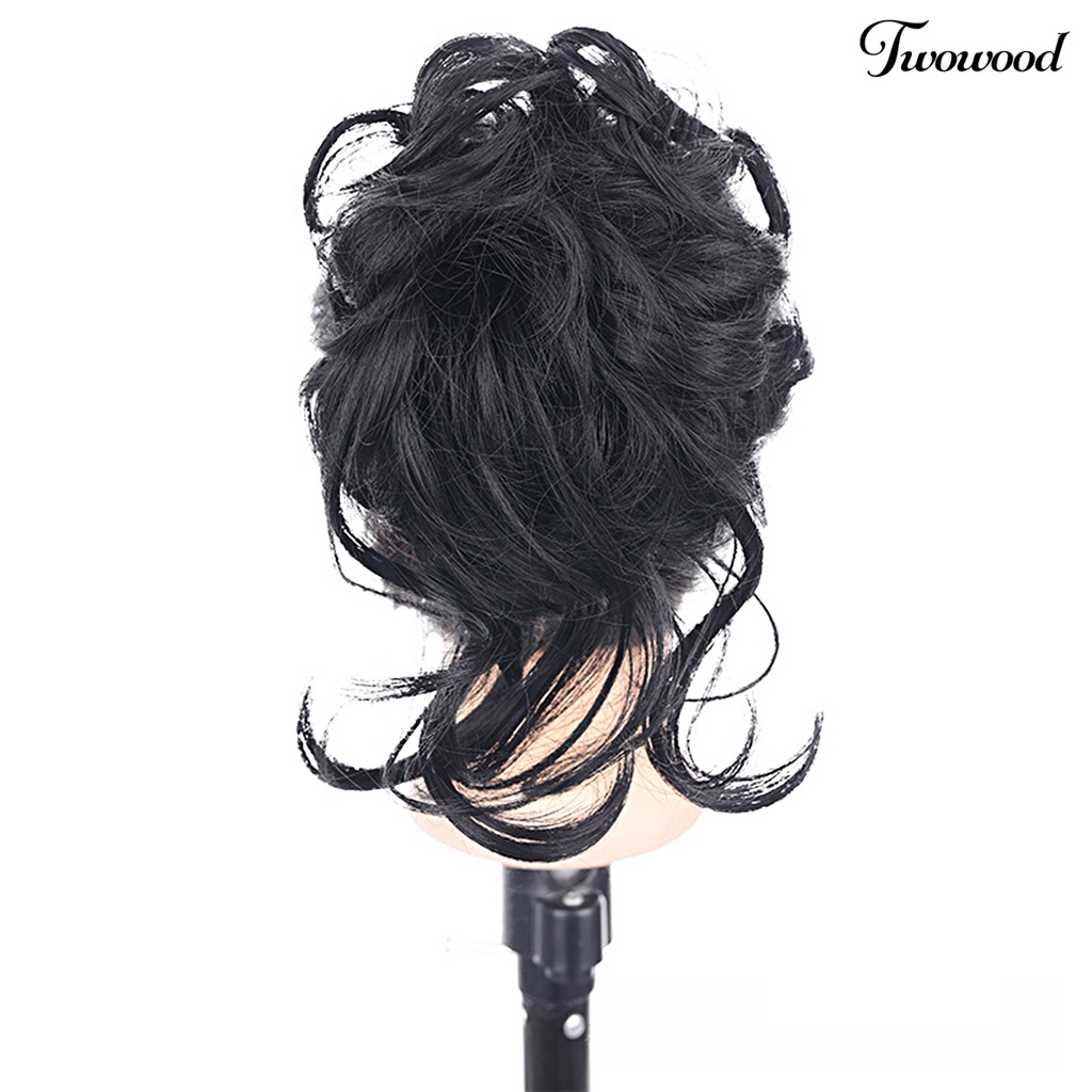 Twowood Grab Clip Wig Fluffy Soft Touch Realistis Tampilan Alami Wanita Jepit Rambut Wig Hitam Coklat Untuk Penggunaan Lady