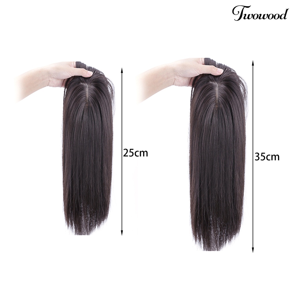 Twowood 25/35cm Wanita Wig Berbulu Breathable Natural Look Sintetis Wig Pendek Lurus Dengan Poni Alat Kosmetik Untuk Lady