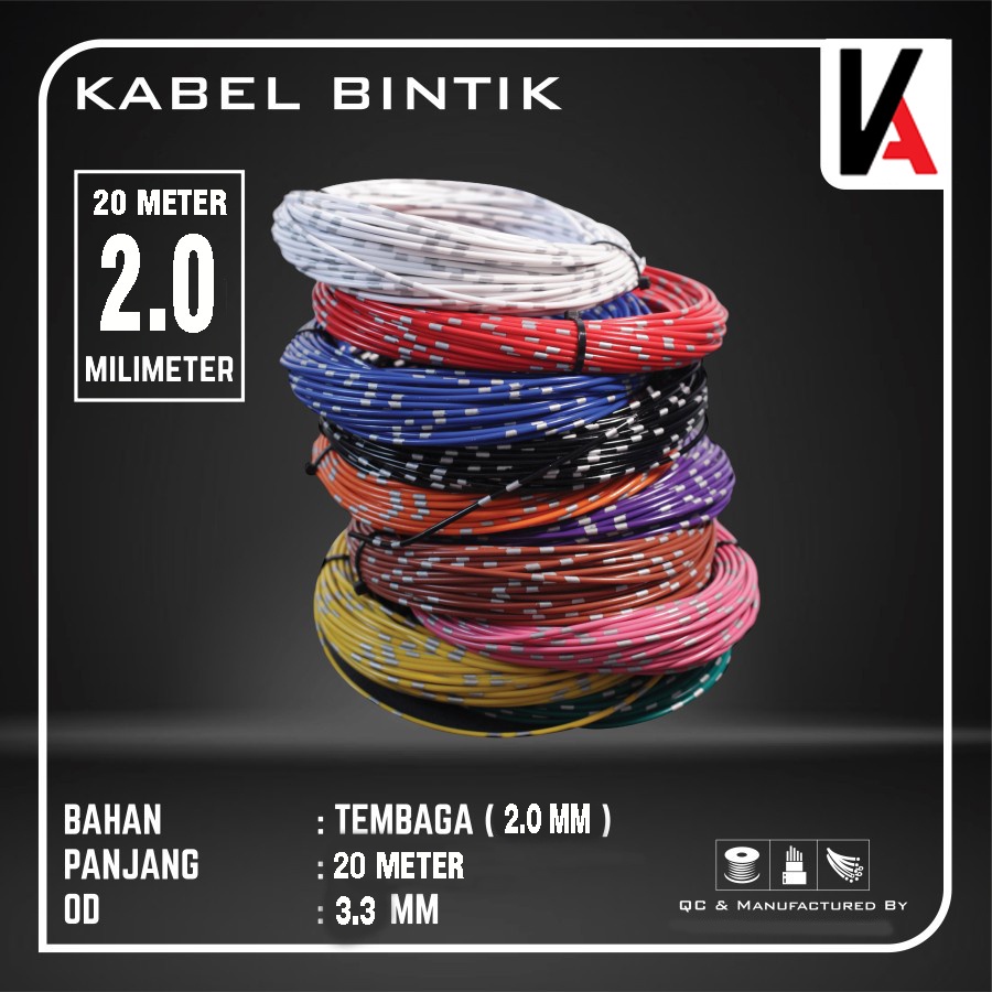 Kabel Bintik AVS 2MM x 20M Kabel Otomotif Body Mobil Motor Serabut Tembaga