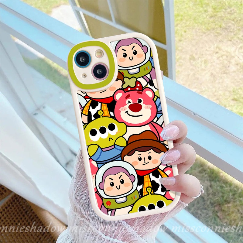 Mainan Lucu Stroy Buzz Lightyear Case Kompatibel Untuk IPhone 7Plus XR 14 12 11 13 Pro Max 6s 6 7 8 Plus X XS Max SE 2020 Kartun Disney StellaLou Strawberry Bear Lembut Tpu Penutup Belakang
