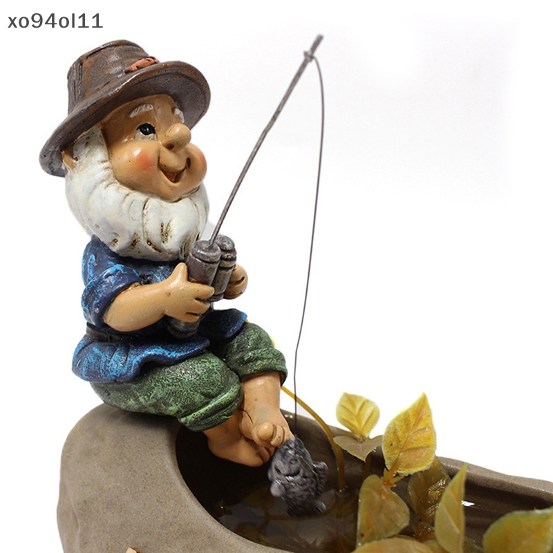 Xo Patung Resin Taman Gnome Mini Outdoor Gnome Ornamen Rumput Lucu Gnome OL