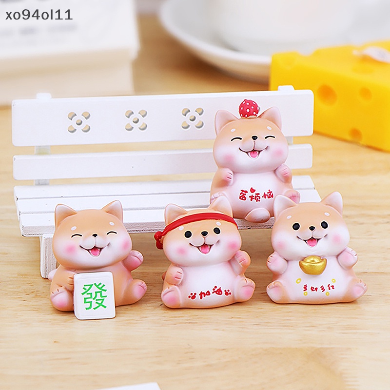 Xo Resin Lucky Dog Miniatur Patung Peri Ornamen Taman Hadiah Interior Mobil Kue Aksesoris Dekorasi Rumah OL