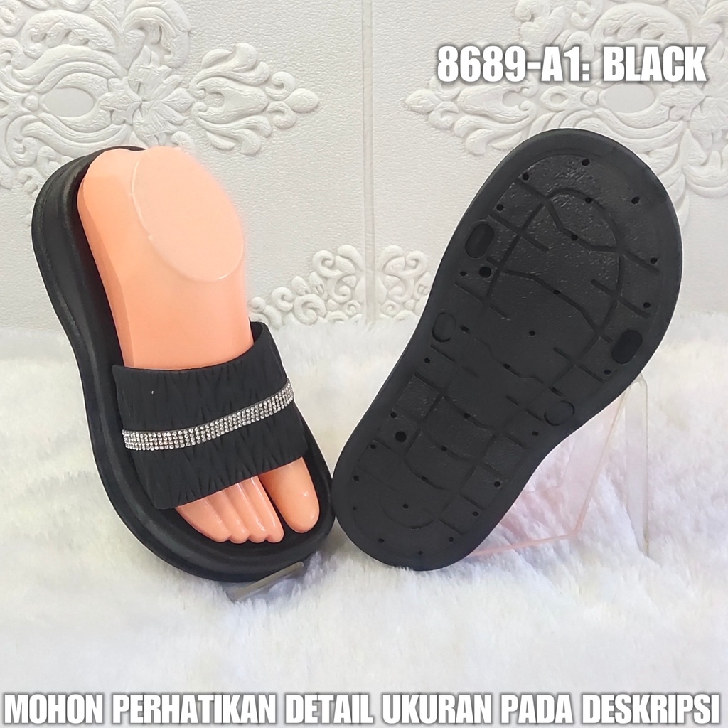 Sandal Slop Wanita 8689 A1 Sendal Karet Jelly Wedges Perempuan SDLWW