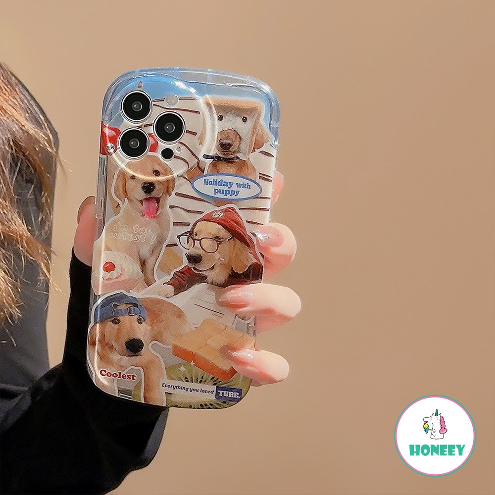 IPHONE Kacamata Anjing Roti Bakar Lucu Puppy Cowboy Kartun Phone Case Untuk Iphone14 13 12 11 Pro Max14 Plus Bantal Udara Lucu Shockproof Soft Cover