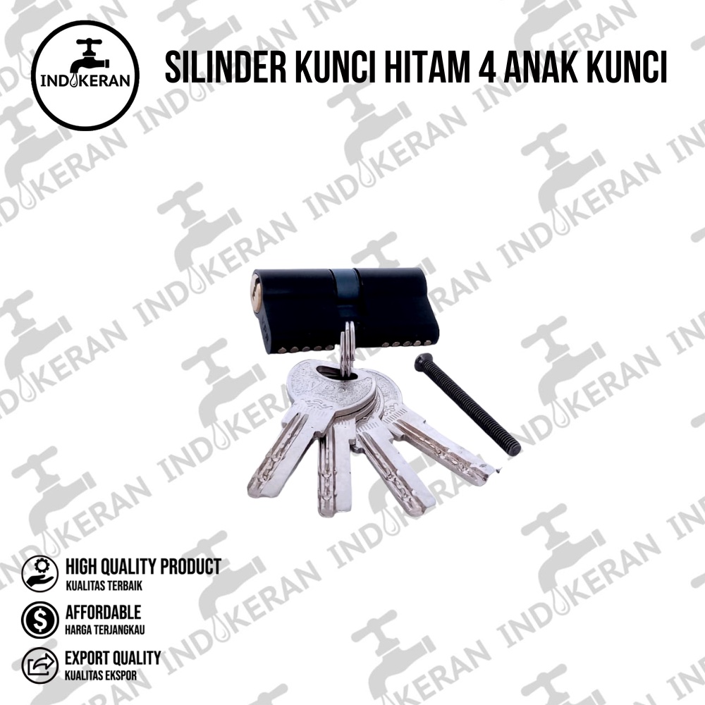 INDOKERAN - Silinder Kunci Hitam - 4 Anak Kunci - High Quality