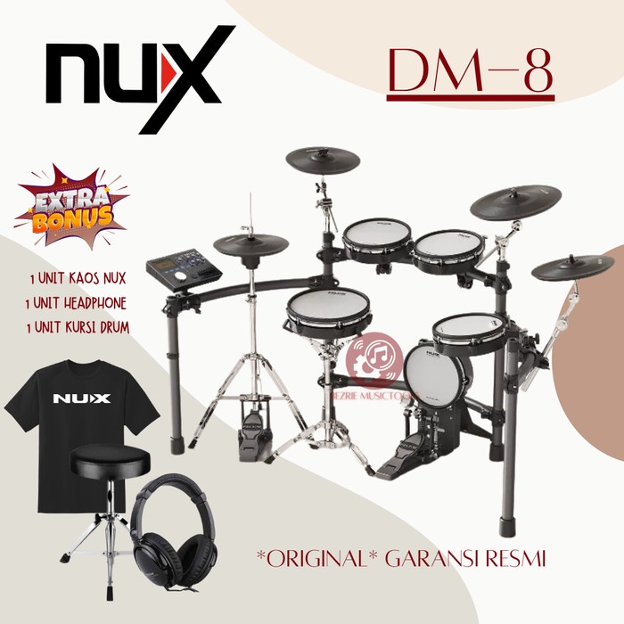 NUX DM8 5 Piece Electrik Drum All Mesh Head Digital Drum Set