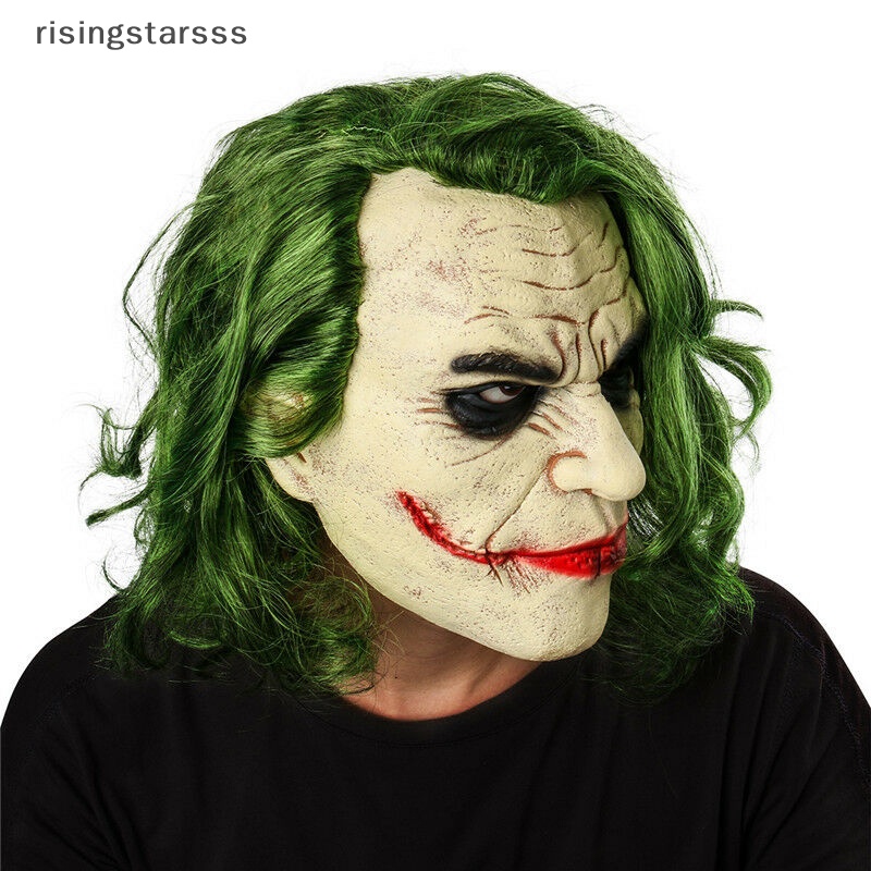 Rsid Span-new Halloween Joker Cosplay Horror Topeng Badut Seram Dengan Jelly Rambut Hijau