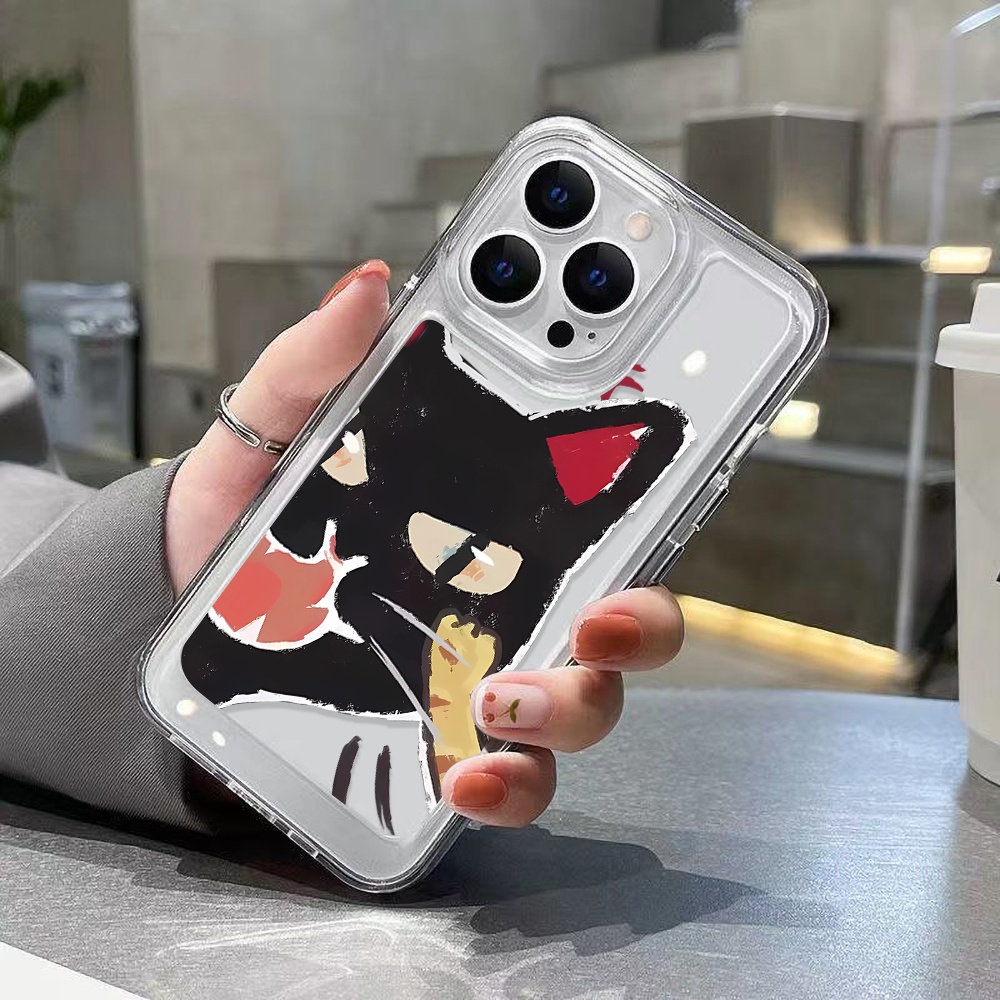 Casing Kucing Hitam Kartun Untuk Oppo Realme C21 C21Y C11 C2 C20 C25Y C11 C15 C30 C31 C35 C55 10 Pro 9i 9Pro Q5i V23 V11 Reno8 7 6 6Pro 5G 4SE Find X5 X5Pro Akrilik Ruang TPU Belakang Sarung