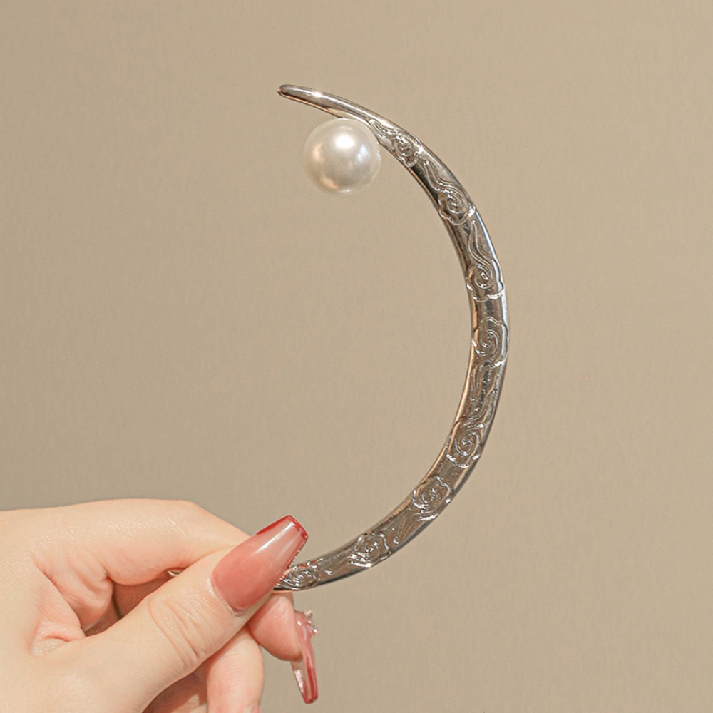 Deartiara Chinoiserie First String Moon Hairpin Retro Half Moon Hair Hairpin Antik Pengeriting Rasa Tinggi Hiasan Kepala