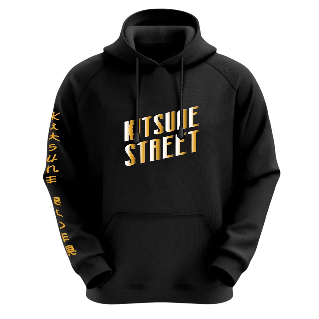 Hoodie Pria KITSUNE STREET Hoodie Terbaru  size L-XXL sweater  fleece  distro  hitam