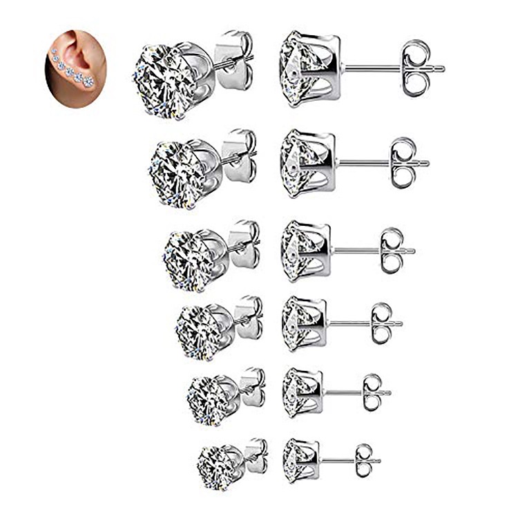 12biji Set Anting Penjualan Panas Sederhana Berlian Anting Set Fashion Anting Kecil Anting Produsen Ready Stock Grosir