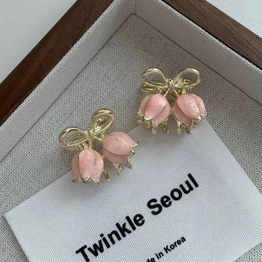 Pink/ungu/putih Tulip Kepiting Rambut Klip Wanita Indah Mini Temperamen Jepit Rambut 1PC