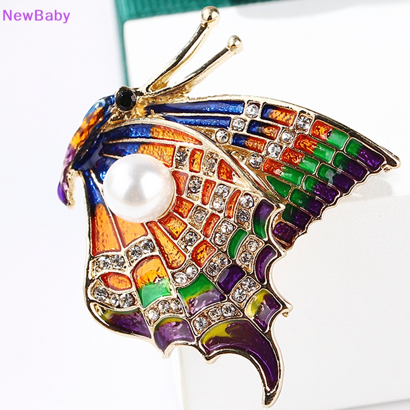 Newbaby Wanita Lucu Kristal Berlian Imitasi Kupu-Kupu Hewan Buket Bros Pin Pesona Perhiasan ID