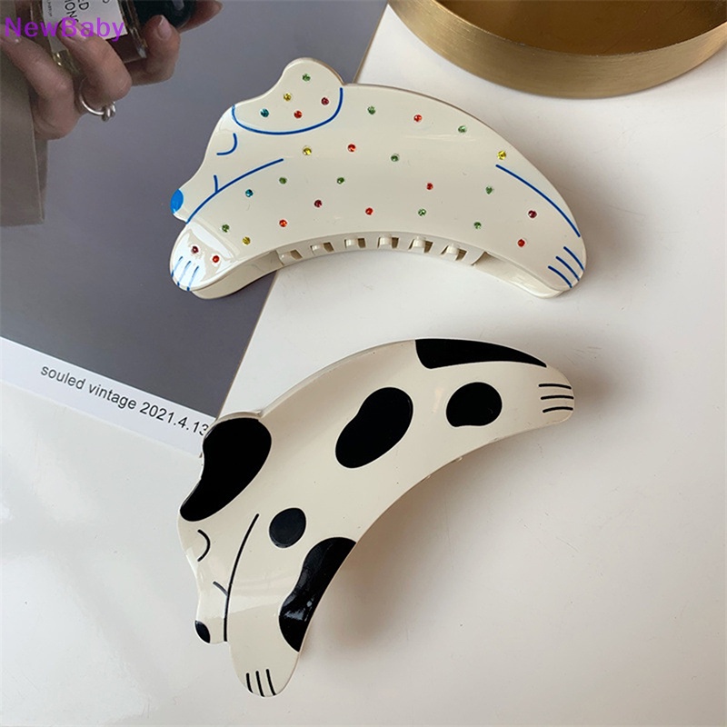 Newbaby Indah Warna Berlian Imitasi Anjing Dalmatian Hewan Rambut Klip Hiasan Kepala Jepit Rambut ID