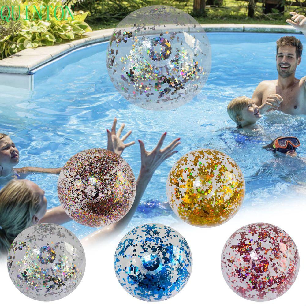 Quinton Bola Pantai Musim Panas Anak-Anak Transparan Sequin Confetti Glitters Pvc Bola Bermain Air Bening