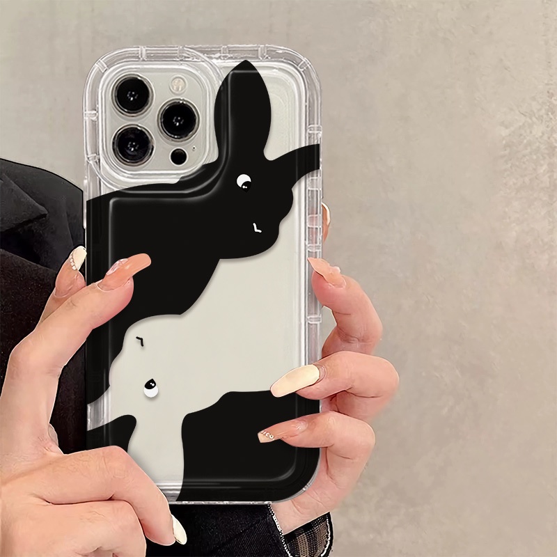 IPHONE Cute Couple Rabbit Soft Phone Case Kompatibel Untuk Iphone14 13 11 12 Pro XS Max X XR 78 Plus Casing TPU Silikon Shockproof Cover