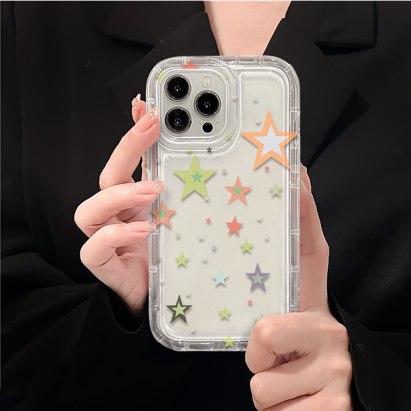 IPHONE Bintang Casing Ponsel Lembut Kompatibel Untuk Iphone14 13 11 12 Pro XS Max X Xr7 +8 Plus Casing TPU Silikon Shockproof Cover