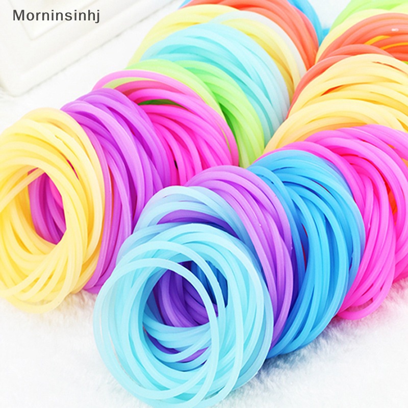 Mornin 10 Pcs Malam Bercahaya Gelang Gelang Gummy Silikon DIY Karet Ikat Rambut Perhiasan Hadiah id