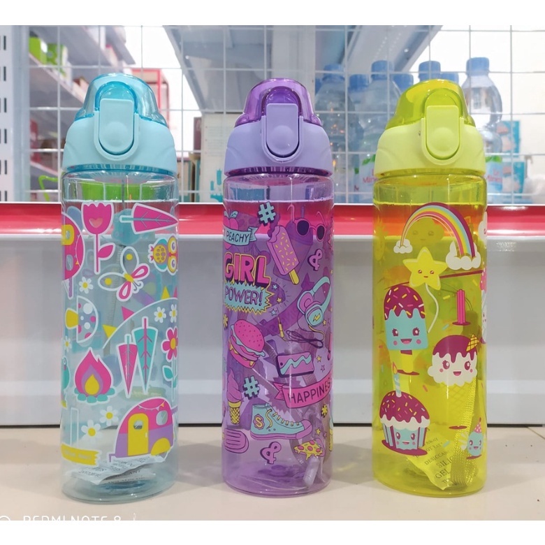 Botol Minum Smiggle Colorful Warna 600ml Motif Lucu Unik Bpa Free / Botol Minum Anak Smiggle Tali