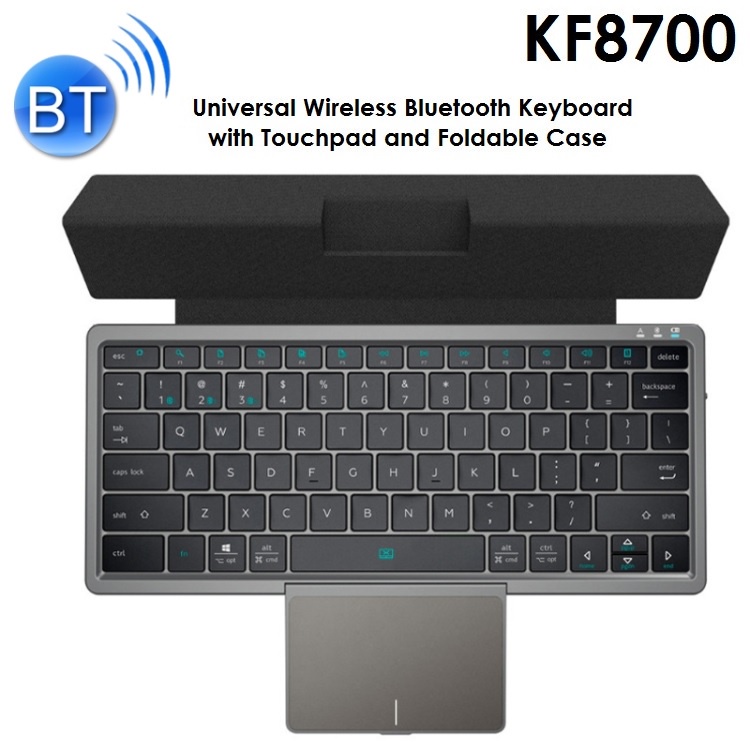 AKN88 - KF8700 - Universal Bluetooth Keyboard with Touchpad and Foldable Case