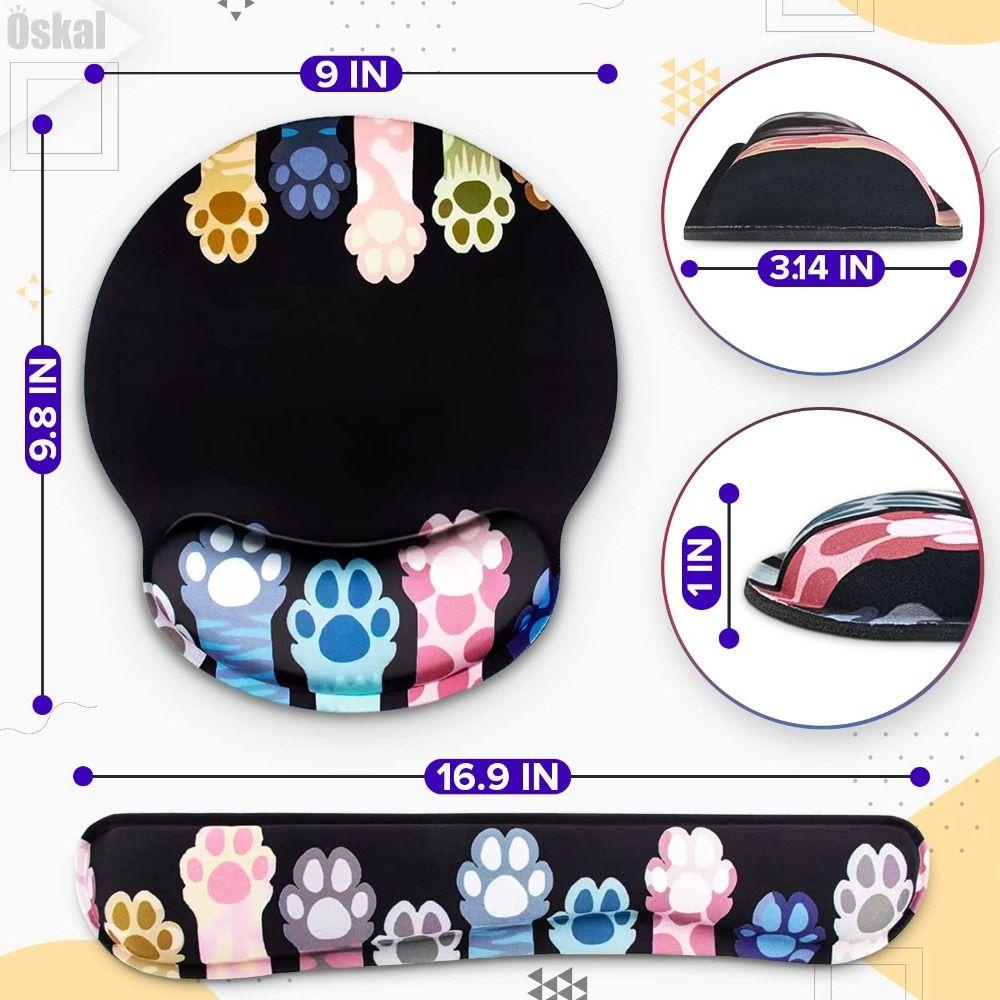 Populer Mouse Pad 2in1 Cat Paws Ergonomic Colorful Wrist Support Untuk Mengetik Dan Pereda Sakit