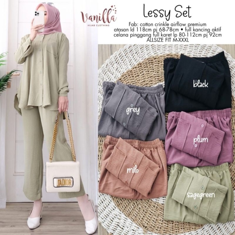 LESSY SET ORI VANILLA | Crinkle Airflow Premium