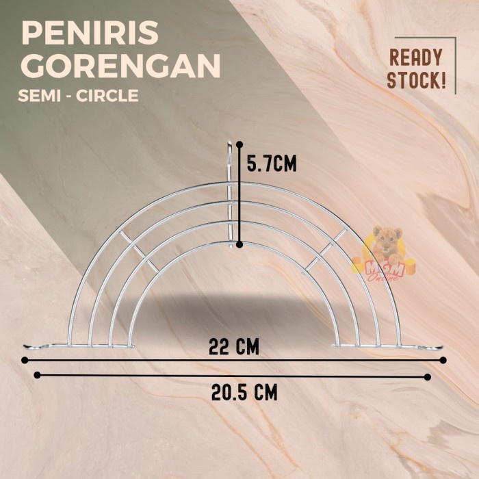 peniris panci 20cm saringan gorengan HALF CIRCLE stainless TEBAL