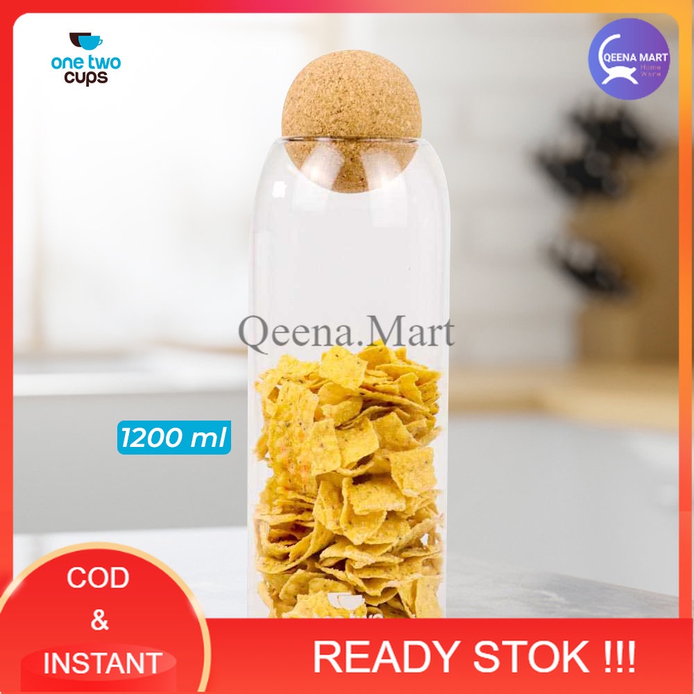 Toples Kaca Penyimpanan Makanan Glass Storage Jar 1200 ml