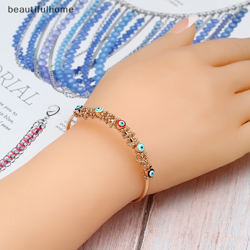 {beautifulhome} Lucky Eye Dropping Oil Turkish Evil Eye Gelang Warna Emas Perak Bangles Hadiah.