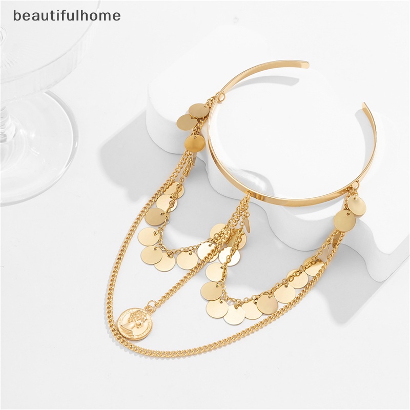 {beautifulhome} Bohemian Rumbai Liontin Lengan Manset Bangle Geometris Payet Wanita Fashion Perhiasan.