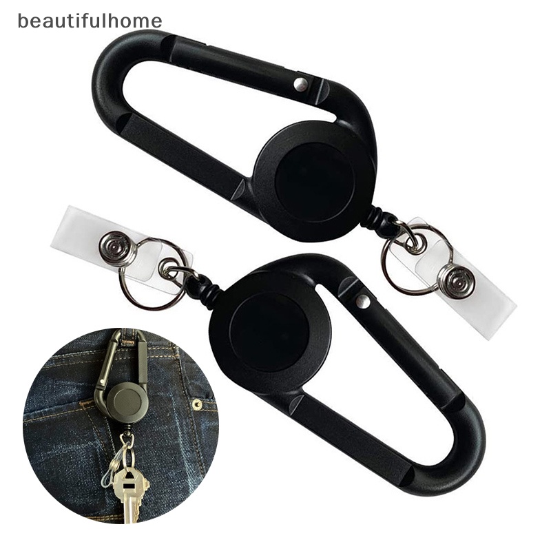 {beautifulhome} Gantungan Kunci ID Card Lanyard Klip Gantungan Kunci Ditarik Sabuk Tali Holder Keyring.