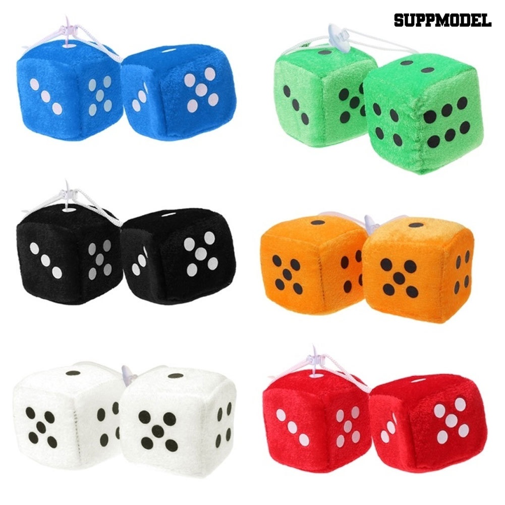 [SM]2Pcs Fuzzy Dadu Dots Spion Gantungan Dekorasi Ornamen Styling Mobil