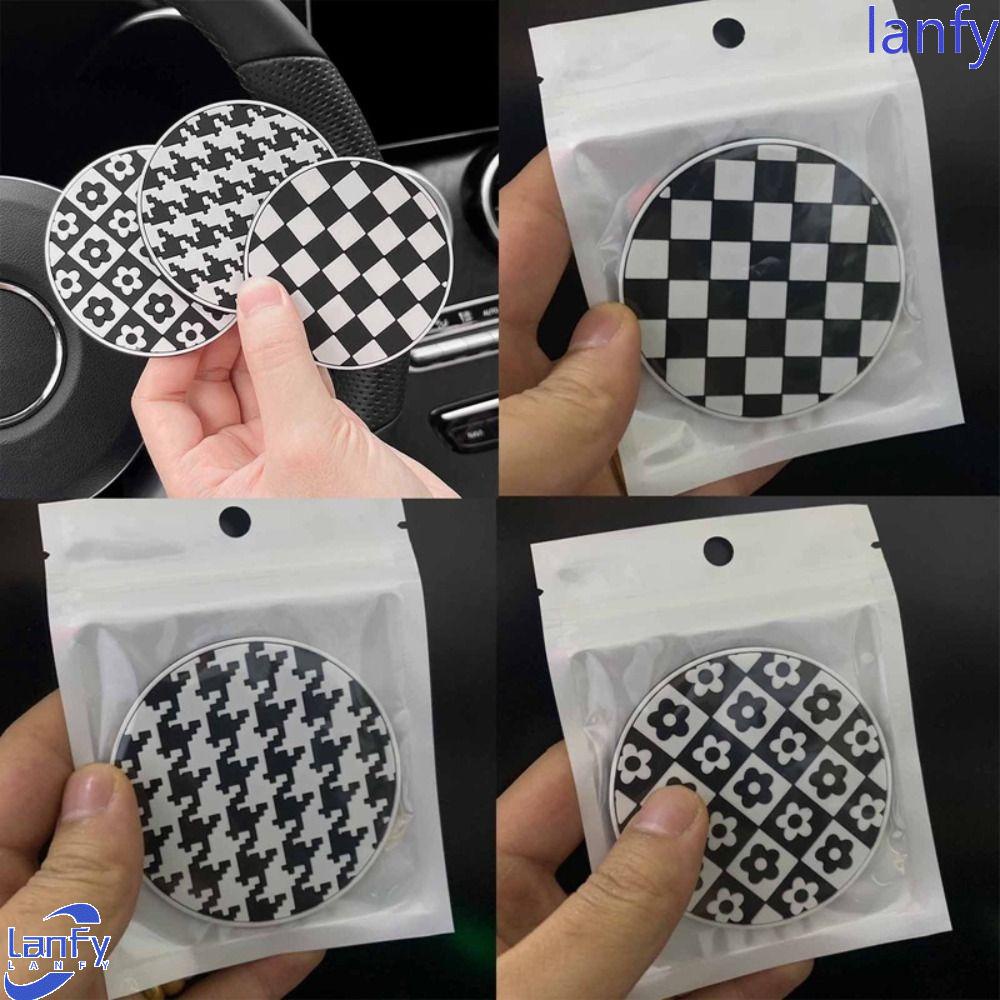 Lanfy Tatakan Gelas Bunga Ornamen Mobil Alas Botol Air Car Mug Coaster Waterproof Houndstooth Anti-Selip Car Water Cup Pad Untuk Interior Mobil