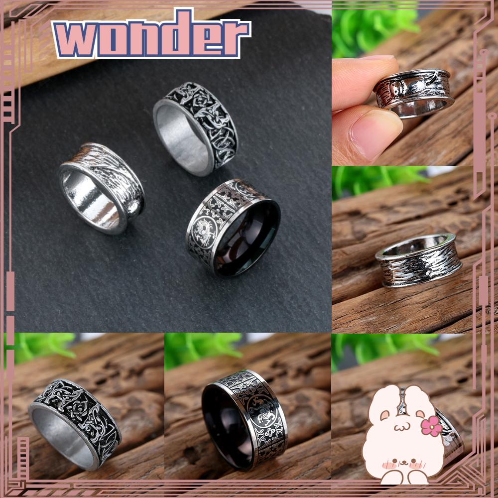Wonder Punk Cincin Perhiasan Halloween Serigala Raksasa Totem Norse Mitologi Baja Titanium Gotik