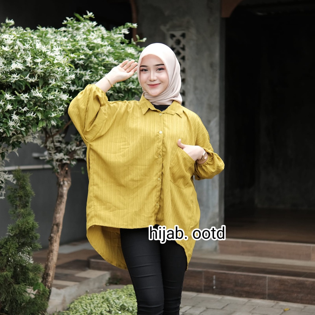 AMENA KEMEJA ATASAN BLOUSE OVERSIZE LADY CRUSH WANITA REMAJA KEKINIAN TERBARU BABY CRUSH BLOUSE BLUS KOREAN STYLE